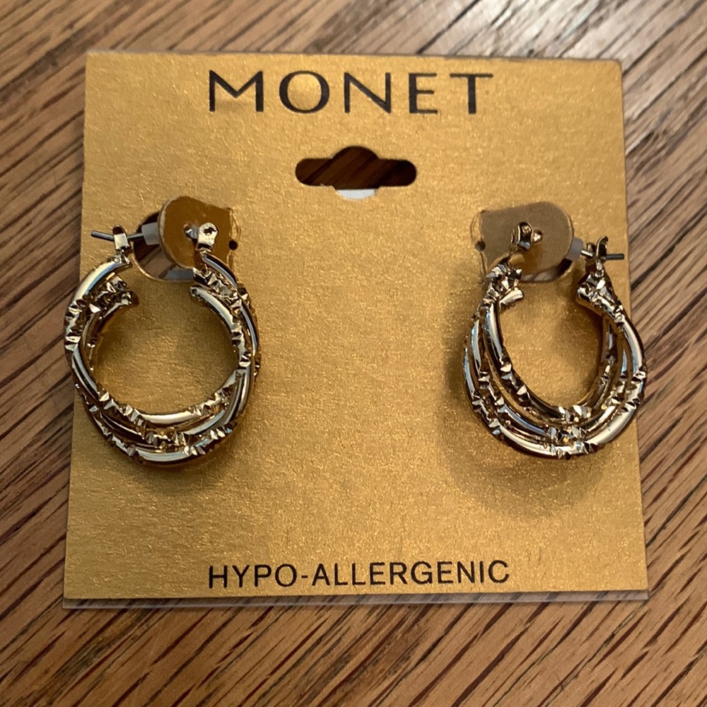 Monet Hypo- Allergenic 3 Intertwined Hoop Earrings